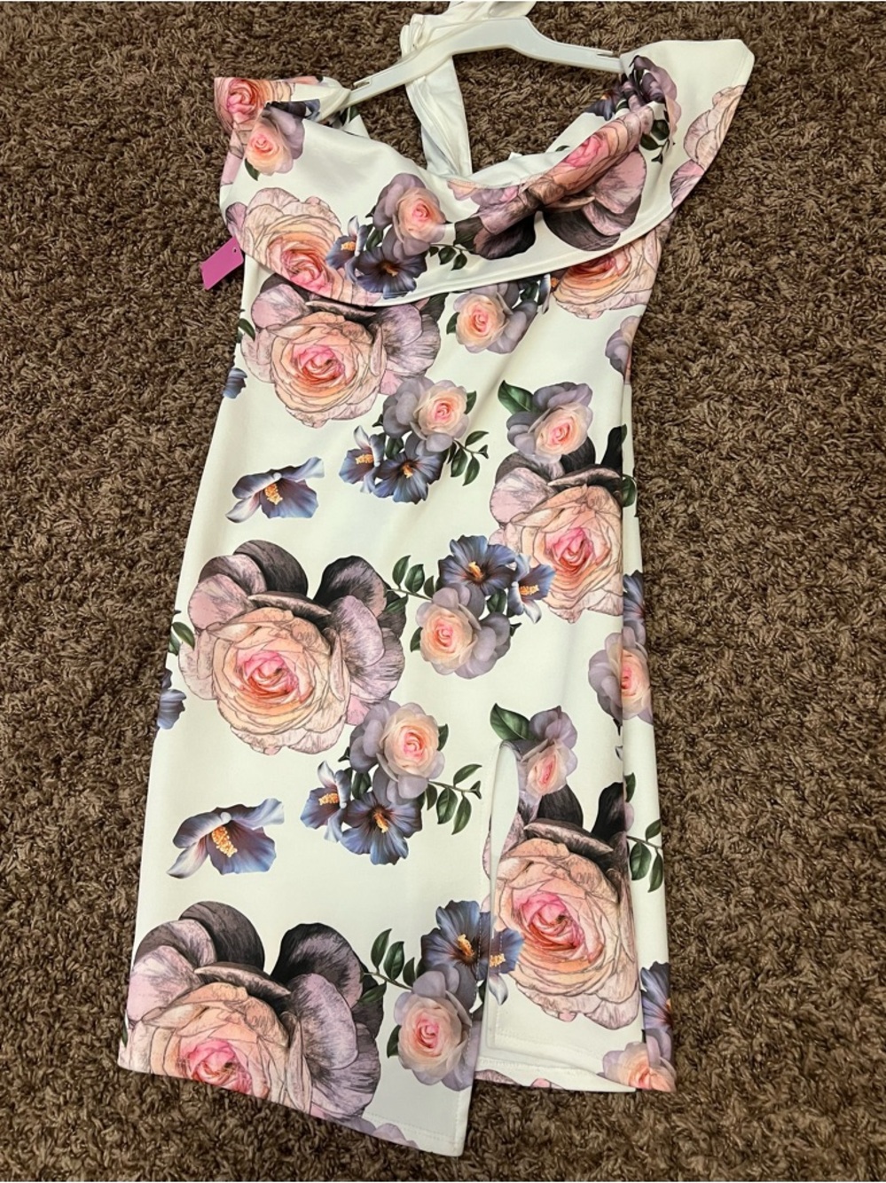 Floral Off-Shoulder White & Pink Girls' Dress